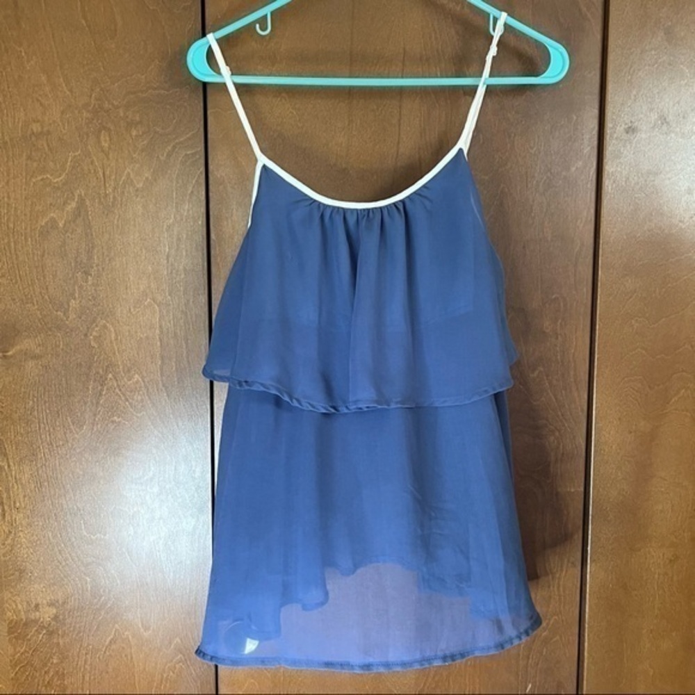 Ya Los Angeles Two Tier Tank Navy and Pale Blue Adjustable Straps Size Small❤️